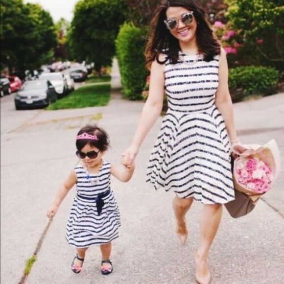 Maison Jules Stripe Lace Fit & Flare Dress - Picture 1 of 4